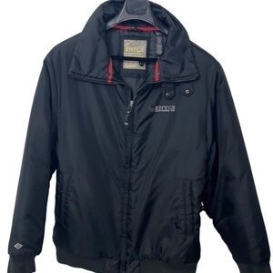 ENYCE mens black nylon woven bomber jacket. Quilted lining.Size Large.Like New !